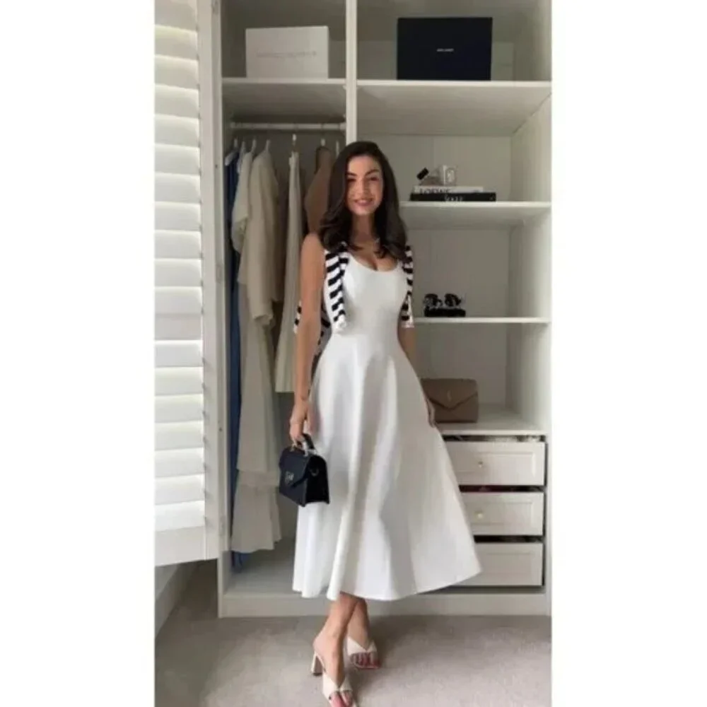REFORMATION Mikol Pleated Midi Dress in White Size Medium - Picture 1 of 12